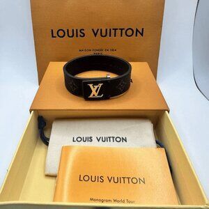 Louis Vuitton Bracelet Black Monogram w/Box